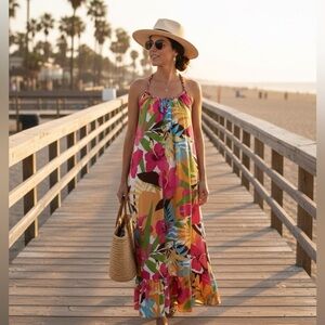 True Destinations Vibrant Floral Dress